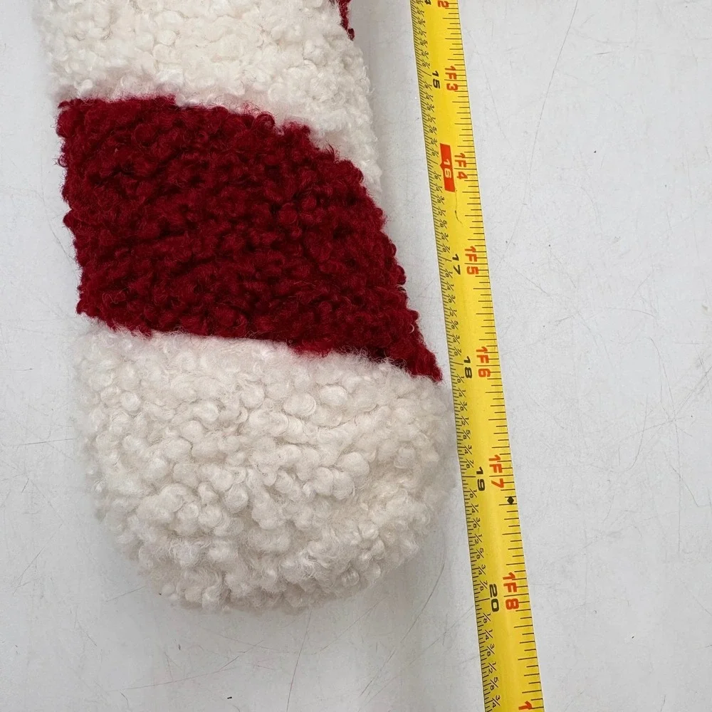 Pottery Barn Candy Cane Pillow 20in Red White Christmas Sherpa Holiday